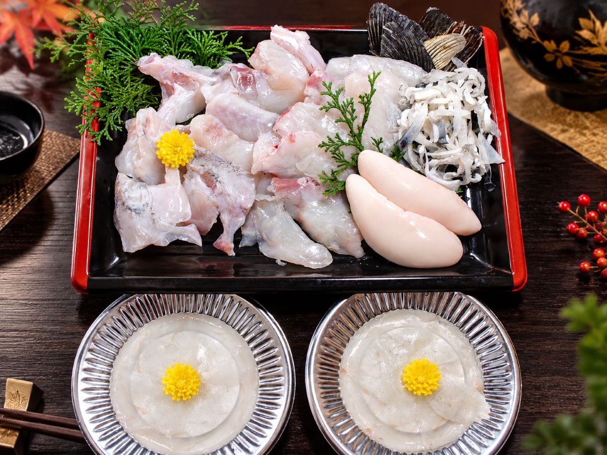 白子付き とらふぐてっさ・てっちりセット